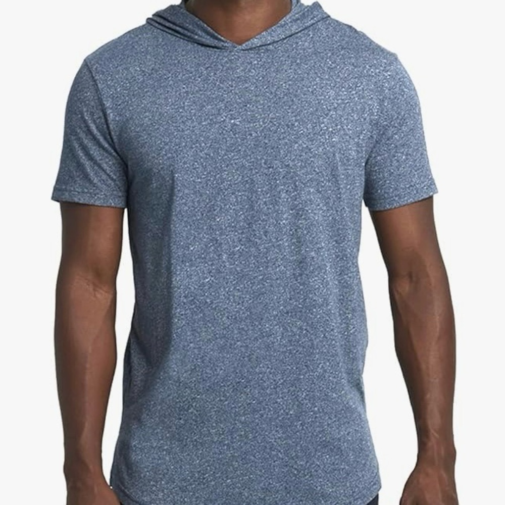 Size S Next Level Apparel Men's Unisex Blue Short Sleeve Hoodie Tee NEW